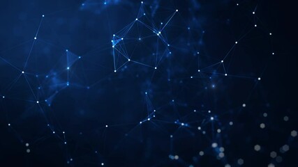 Abstract blue digital network with glowing connection points, representing data flow, global communication, technology networking, and futuristic digital infrastructure. - Powered by Adobe