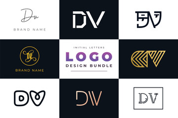 Initial letters DV Logo Design Bundle