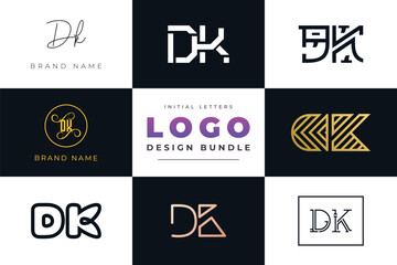 Initial letters DK Logo Design Bundle