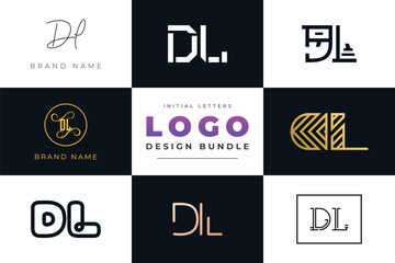 Initial letters DL Logo Design Bundle