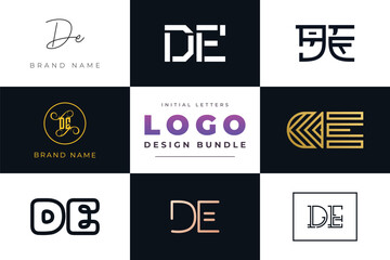 Initial letters DE Logo Design Bundle