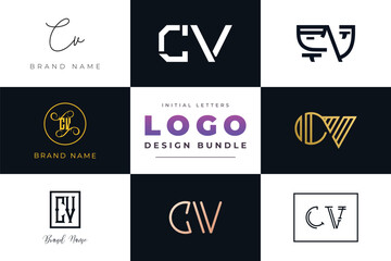 Initial letters CV Logo Design Bundle