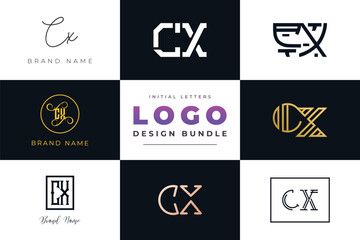 Initial letters CX Logo Design Bundle