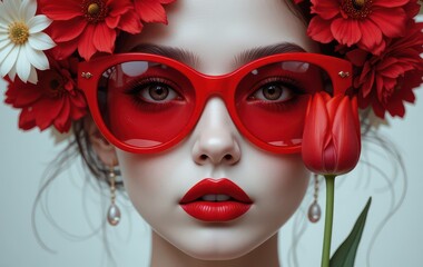 Vibrant abstract portrait of a woman with futuristic aesthetics