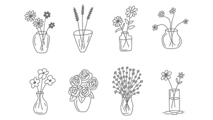 Minimal Handdrawn Flower Vases with Bloom Line Artwork