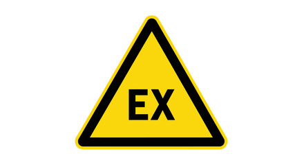 Yellow Explosive Hazard Warning Triangle Sign with EX Symbol