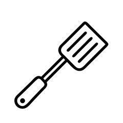 Kitchen Spatula Icon Outline | Cooking Utensil Vector PNG | Flat Turner Tool Symbol Graphic for Chef, Bakeware, Frying, Meal Prep & Culinary Design