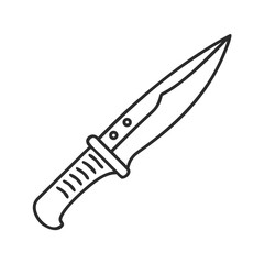 Tactical Survival Knife Icon Outline | Combat Blade Vector PNG | Hunting Weapon Graphic for Military, Outdoor Gear, Camping & Self-Defense Design