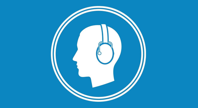 head wearing headphones blue circle sign clip art preview