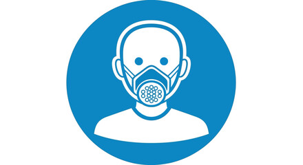 Blue Circle Safety Symbol of Person Wearing Respirator Mask