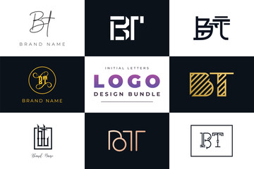 Initial letters BT Logo Design Bundle