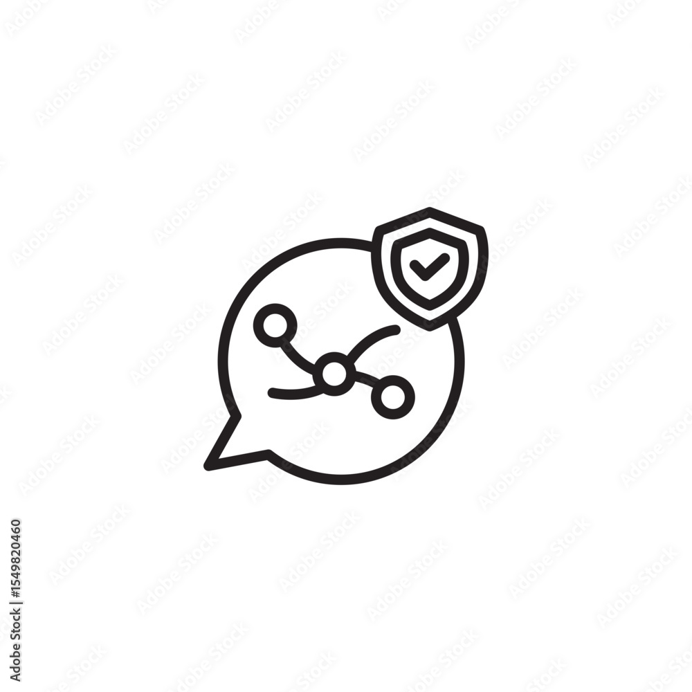 Aufkleber a minimalist line art icon features a speech bubble containing a connected network of dots, resembli