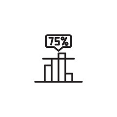 A line art icon shows a bar chart with four bars. The tallest bar, positioned centrally, has a speech bubble above it displaying "75%," signifying a data point.