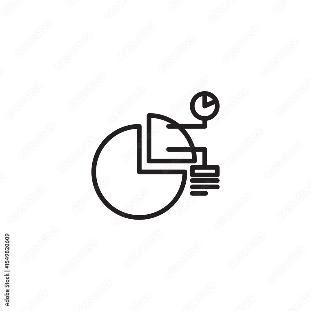 Aufkleber a line art icon features a large pie chart with a segmented portion extending outwards.
