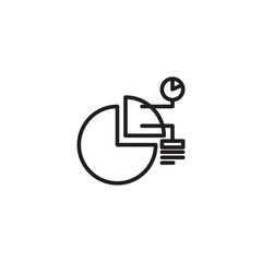 A line art icon features a large pie chart with a segmented portion extending outwards.
