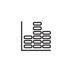 A simple line art icon depicts a bar chart where each bar is composed of stacked, rounded rectangular segments with internal lines. It resembles an equalizer.