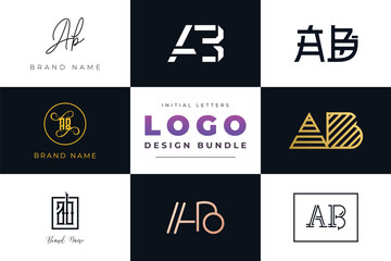 Initial letters AB Logo Design Bundle