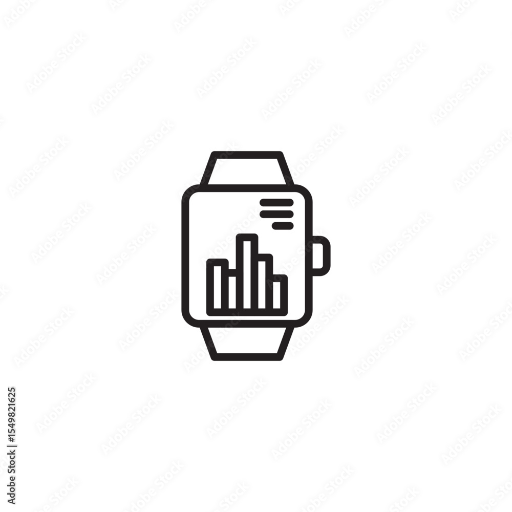 Aufkleber a minimalist line art icon of a smartwatch displaying a bar chart on its screen, along with horizont