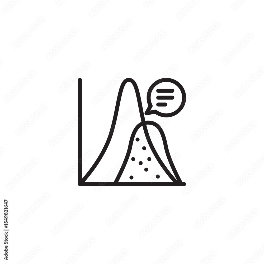 Poster a line art icon features two overlapping bell curves on a graph, one with a speckled fill.