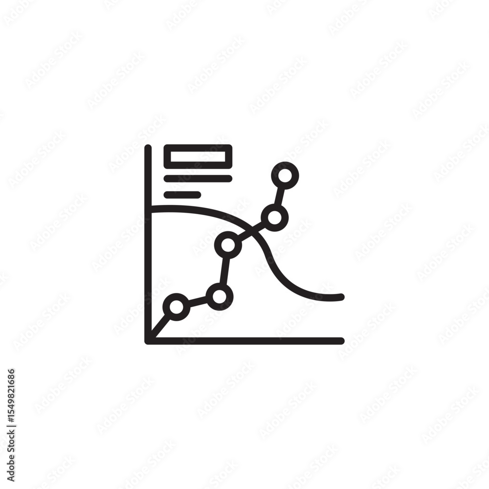 Aufkleber a line art icon showcases a graph with a fluctuating line connecting data points, representing compl