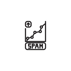 A line art icon depicts a graph with an upward trend, marked by connected dots. Below the graph, a rectangle labeled "SPAM" suggests an increase in unwanted content. 