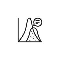 A line art icon features two overlapping bell curves on a graph, one with a speckled fill. 