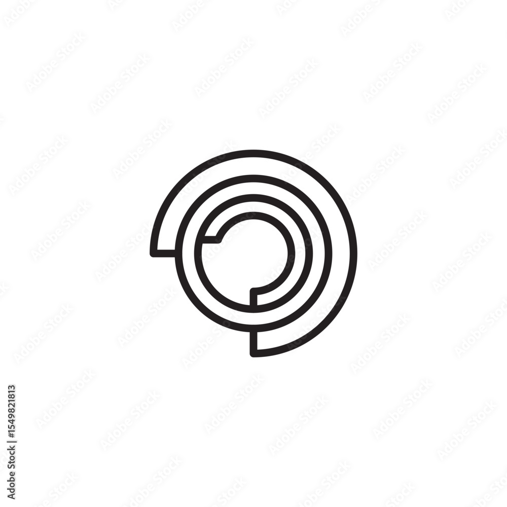 Fototapete a minimalist line art icon features three concentric circles, with the outermost circle having a seg