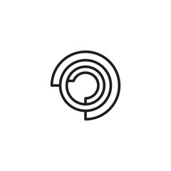 A minimalist line art icon features three concentric circles, with the outermost circle having a segment removed and slightly offset.