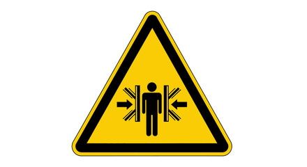 Obraz premium Crushing Hazard Warning Sign: Yellow Triangle with Black Symbol