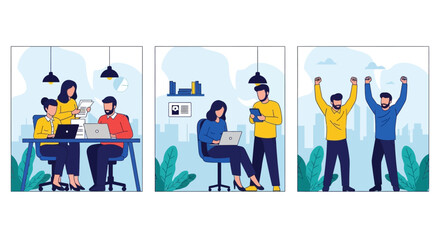 Naklejka premium Diverse Business Team Collaboration in Modern Office Setting