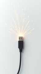 Broken USB Cable with Glitch Effect – Vertical Template for Tech Troubleshooting
