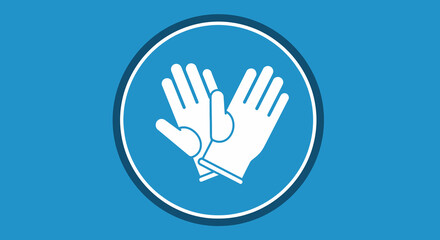 Obraz premium Pair of White Safety Gloves in a Blue Circle