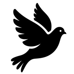 Black silhouette of a flying dove, vector illustration