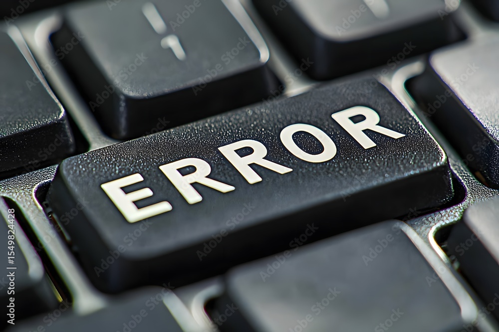 Poster close-up view of keyboard key with the word error printed boldly