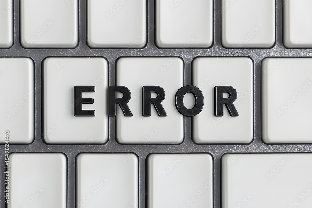 Poster Black Letters Forming ERROR on Computer Keyboard Keys Background