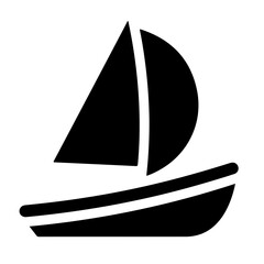 Black sailboat icon, vector illustration, nautical symbol, marine design element