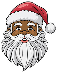 Cute Santa Claus with brown skin tone clipart illustration, isolated 
