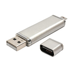 A close-up of a USB stick on a white desk, 