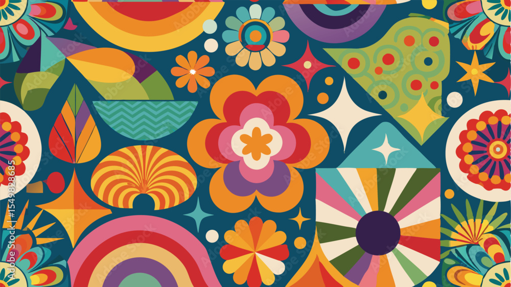 Poster set of brutalist geometric shapes trendy colorful design with a colorful design in the middle