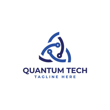 quantum technology logo design modern minimal circuit technology 