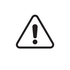 Minimalist Black and White Warning Sign Icon with Abstract Geometric Design