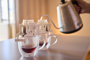 Pouring Coffee Using a Distinct and Unique Brewing Method for Enhanced Enjoyment With Artistry