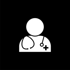 Doctor icon isolated on black background
