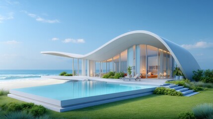 Fototapeta premium Modern Coastal Beachfront Villa