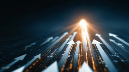 A stylized graphic of an upward-pointing arrows symbolizing business development growth and dynamic success in a corporate or financial context
