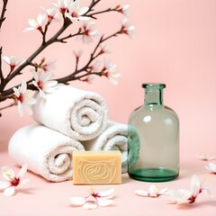 spa setting with towel and orchid