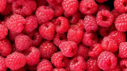 Juicy raspberries rolling in slow motion for a fresh natural harvest scene - Powered by Adobe