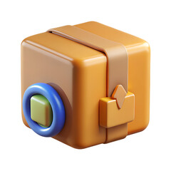 3D Plastic Cartoon Cardboard Box Icon
