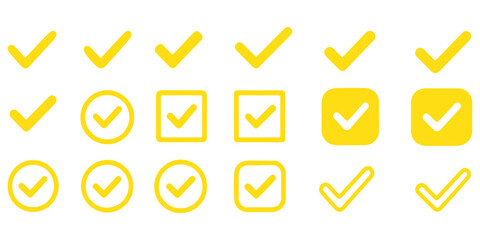 Checkmark icon. Verified checkmark icon set. Vector illustration