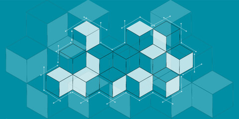 Abstraction from geometry, element, cube, hexagon. vector illustration